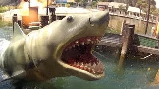 Jaws! Full Ride Experience HD POV 1080p Universal Studios Hollywood, Studio Tram Tour Backlot