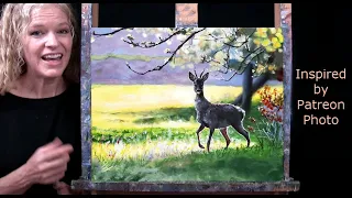 Learn How to Draw and Paint with Acrylics DEER IN THE MEADOW-Easy Tutorial - Paint and Sip at Home