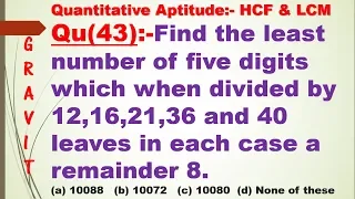 Find the least number of five digits which when divided by 12. 16, 21, 36 and 40 leaves in each