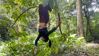 Survival Climbing a tree had an accident - wild chicken trap-A cozy meal with grandparents