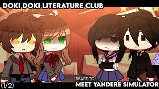 ✎ᝰ┆DDLC meet and react to Y4ndere Simul4t0r👾 ||Gacha Club Reaction (1/2)