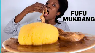 Asmr Fufu & Pepper soup, shaki, cow skin, fish bone | African Food Mukbang.