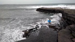 Body boarder Port St Mary isle of man big surf