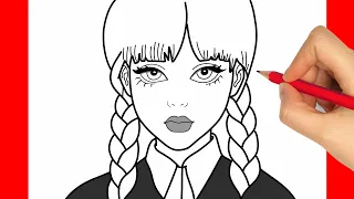 How to Draw WEDNESDAY ADDAMS | Drawing Tutorial (step by step)