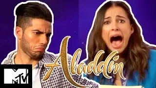 Aladdin Stars Mena Massoud & Naomi Scott Play Disney Movies Pictionary | MTV Movies