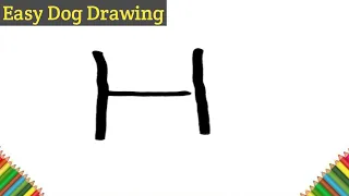 How to draw a Dog 🐕 Easy drawing from letter H l Dog drawing easy step by step