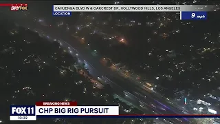 CHP in pursuit of a possible stolen big rig in Sun Valley