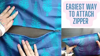 Easiest way to attach Zipper to Cushion / Pillow Cover | Sewing Hacks | Sewing Tips and Tricks #DIY