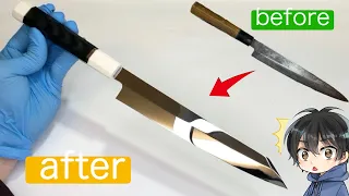 これがプロの修理！ボロボロの和包丁が復活！【切付け柳を作ってみた】kitchen knife making