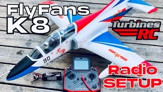 *NEW* FlyFans K-8 64mm EDF Jet RC PLANE | RADIO SETUP 🎮  | (English/Français) 4K 60fps