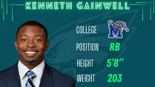 With the 150th pick in the 2021 NFL Draft, the Eagles select RB out of Memphis Kenneth Gainwell