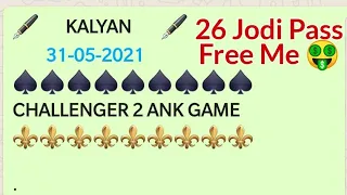 Kalyan 31/05/2021 single Jodi trick don't miss second touch line ( #djsattamarket ) 2021
