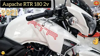 2021 New Apache RTR 180 2v 😱 ( Pearl  White) BS6 With All New Features | Review in Hindi