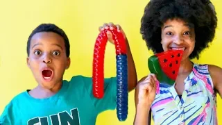 Squishy vs REAL FOOD Challenge! - Shiloh and Shasha - Onyx Kids
