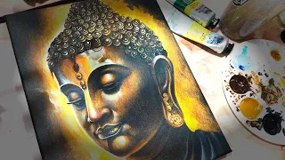 Buddha (Visakhabucha Day 2024)how to painting buddha  step by step on canvas frame