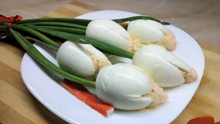 Amazing Stuffed Eggs | Appetizer "White tulips" | Easy & Delicious Deviled Eggs Recipe 👍