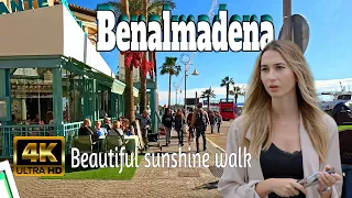 Benalmadena Spain: Beautiful Sunshine Walk | January 2024 | Costa del Sol, Malaga [4K]