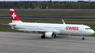 Swiss Airbus A321-212 HB-IOO (Sharklets) Close up Taxiing & Takeoff at Berlin Tegel Airport
