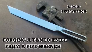 Forging A Tanto Knife From A Pipe Wrench