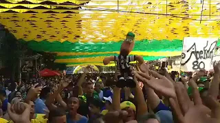 Rio de Janeiro Brazil fans celebrate win against Mexico in World Cup - Brazil 2 - 0 Mexico