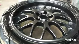 Black shadow chrome wheel painting Mitsubishi Evo 7