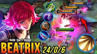 24 Kills!! Best Beatrix One Shot Build and Emblem!! - Build Top 1 Global Beatrix ~ MLBB