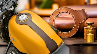Making a LEATHER TANK STRAP for MOTO GUZZI with Tuscan Vegetable-Tanned | ASMR | How It's Made