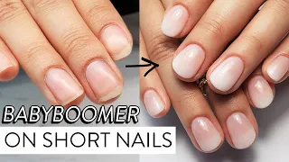 Easy Baby Boomer on Short Natural Nails! Using Gels & Pigments