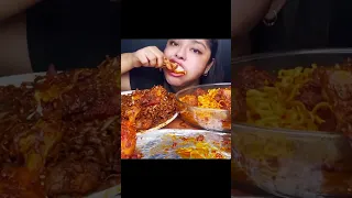 spicy noodles and tandoori chicken eating #asmr#mukbang  #etingchallenge #viral