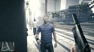 I found that NPC that apologies if you pull a weapon (Grand Theft Auto V)