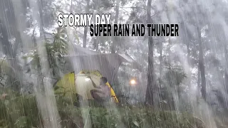 OMG❗HEAVIEST RAIN IN SOLO CAMPING WITH SMALL TENT (Violent thunderstorm)