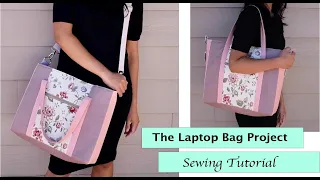 Large laptop bag - Sewing Tutorial - with pocket divider and adjustable strap