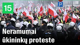 Lenkijos ūkininkų protestas peraugo į agresiją: sužeisti keli pareigūnai, suimta tuzinas žmonių
