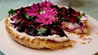 How to make an amazing spring dessert?: perfect spring puffpastry  berries tart !🥧