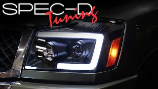 SPECDTUNING INSTALLATION VIDEO:  2004-2015 NISSAN TITAN LED SEQUENTIAL PROJECTOR HEADLIGHTS