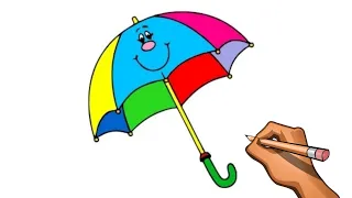 How to Draw Umbrella☂️ | Umbrella drawing for Kids | Umbrella Step by Step Easy | Art Gallery