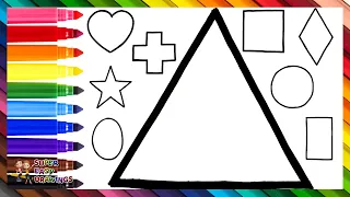 How To Draw And Color Geometric Shapes Step By Step 🔺🟠⭐🟩🔷💜 Drawings For Kids