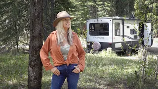 MY REMOTE CAMP IN THE WOODS | Living in a Trailer in Montana's Rocky Mountain Front | Van Life