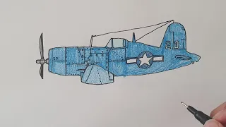 How to draw F4U Corsair - Easy