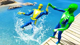 GTA 5 Water Ragdolls Green Spiderman vs Yellow Spiderman Jumps/Fails (Euphoria Physics) #6