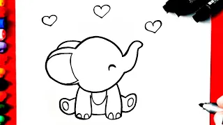 HOW TO DRAW AN ELEPHANT EASY EASY