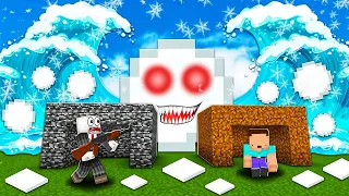 THỬ THÁCH SÓNG THẦN BÃO TUYẾT VÀ XÂY NHÀ TUYẾT VỚI GẤU TRONG MCPE | Thử Thách SlenderMan