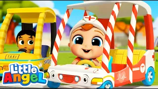 Wheels on the Bus Ambulance Edition |  Little Angel Job and Career Songs | Nursery Rhymes for Kids