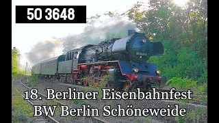 Mit Dampflok 50 3648 & Holzroller 211 073 zum 18. Eisenbahnfest ins BW Berlin Schöneweide 2023!