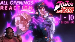 JoJo's Bizarre Adventure Openings 1-10 + Special Openings [REACTION + DISCUSSION]