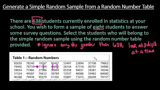 Generate a Simple Random Sample from a Random Number Table