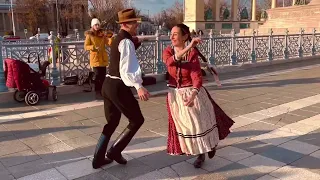 Hungary.  Budapest.  Heroes Square. Hungarian dance "Czardas"