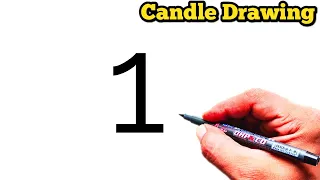 How To Draw Candle From Number 1 | Easy Candle Drawing | Number Drawing