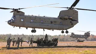Lifting the M777 Artillery By CH-47 Chinooks