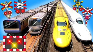 【電車】踏切アニメ 【ふみきり 鉄道】Railroad Crossing Train Animation ドクターイエロー